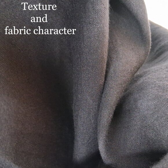 Gary Graham Black Silk Linen Dress Geometric Pleating Crew Neck SZ 2 Avant Garde - Picture 7 of 10